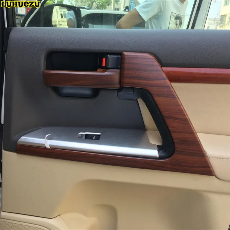 Luhuezu For Toyota Land Cruiser 200 FJ200 Accessories 2008-2017 Wooden / Silver Car Interior Door Handle Styling Cover