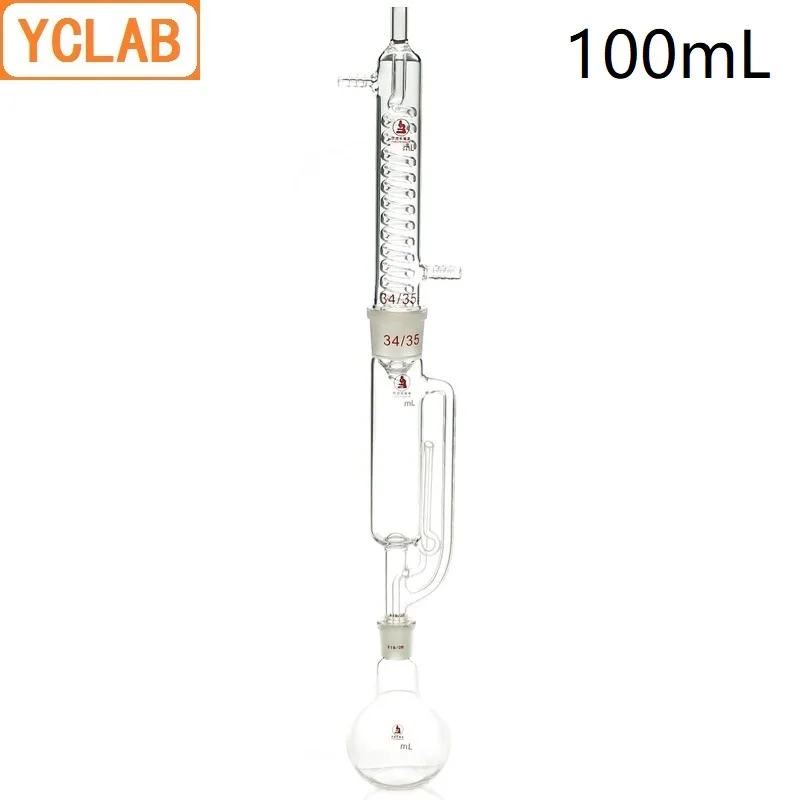 YCLAB 100mL Extraction Apparatus Soxhlet with Coiled Condenser and Ground Glass Joints Laboratory Chemistry Equipment