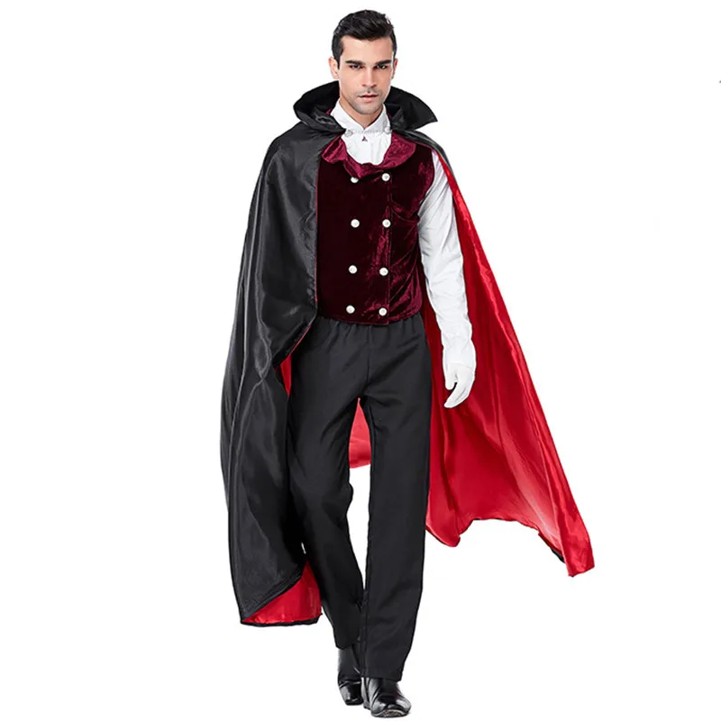 Halloween Vampire Dracula Trajes para homens, Dracula Assustador Cosplay, Purim Carnival Parade, Discoteca Bar Masquerade, Masked Ball Party Dress, Novo