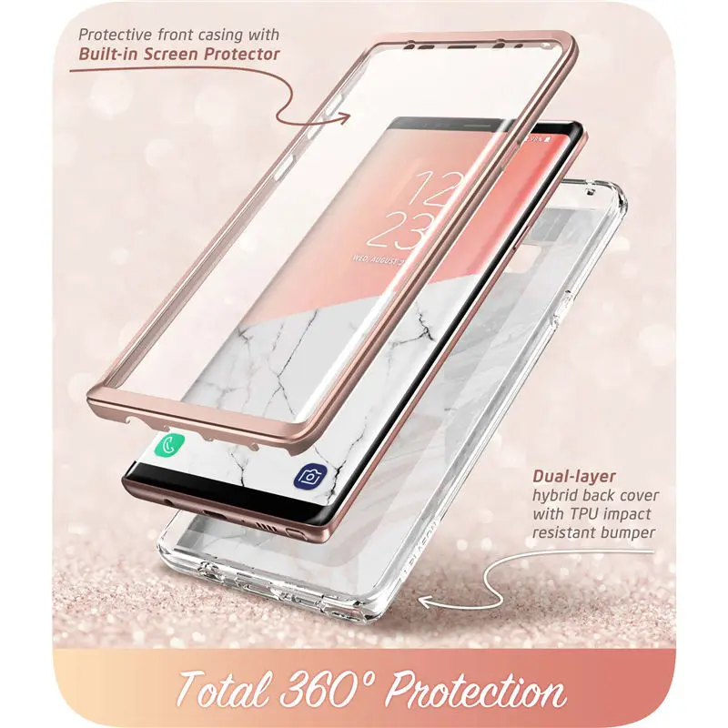 For Samsung Galaxy Note 9 Case i-Blason Cosmo Full-Body Glitter Marble Bumper Protective Cover with Built-in Screen Protector