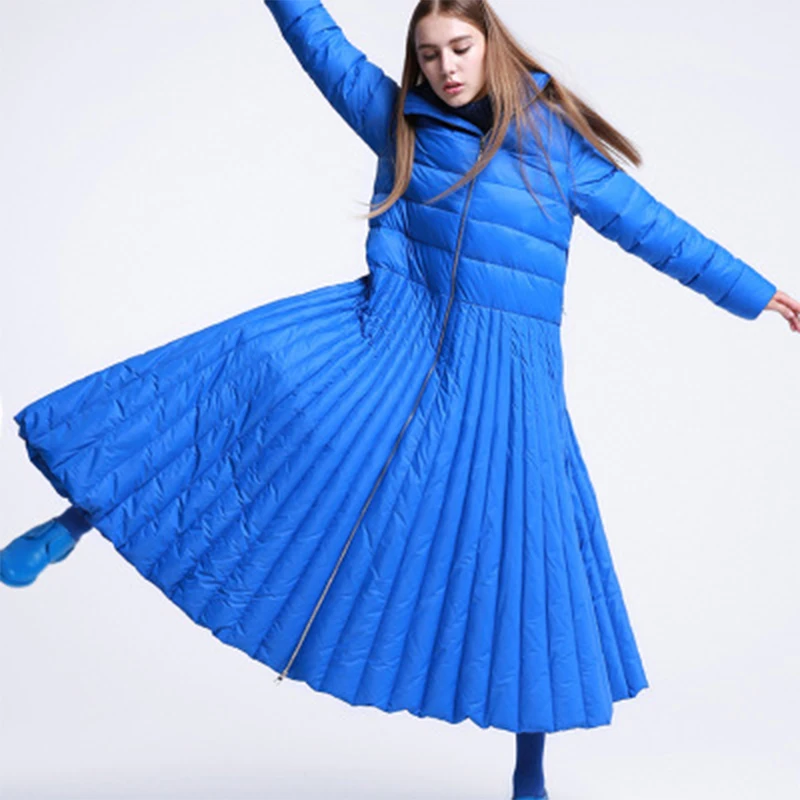 2023 autumn and winter Skirt style long down women jacket special Design coat Blue plus size parkas female and causal warm wear