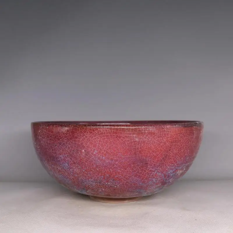

Фарфоровая чаша под старину династии SongDynasty, большая красная чаша Jun печь, ручная роспись, украшение, коллекция и украшение, бесплатная доставка