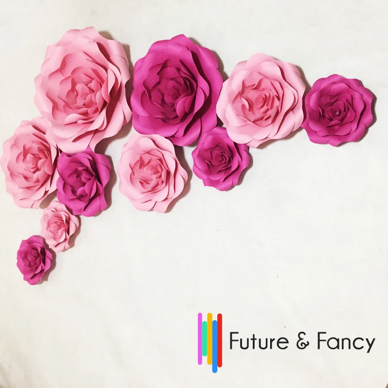 

10pcs set Giant Simulation Cardboard Paper Rose Flowers Showcase Wedding Backdrops Props flores artificiais para decora o