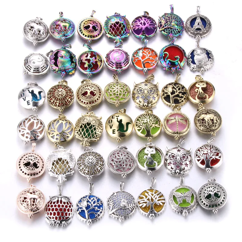 1pcs Aroma Diffuser Necklace Open Antique Vintage Lockets Pendant Perfume Essential Oil Aromatherapy Locket Necklace with Pads