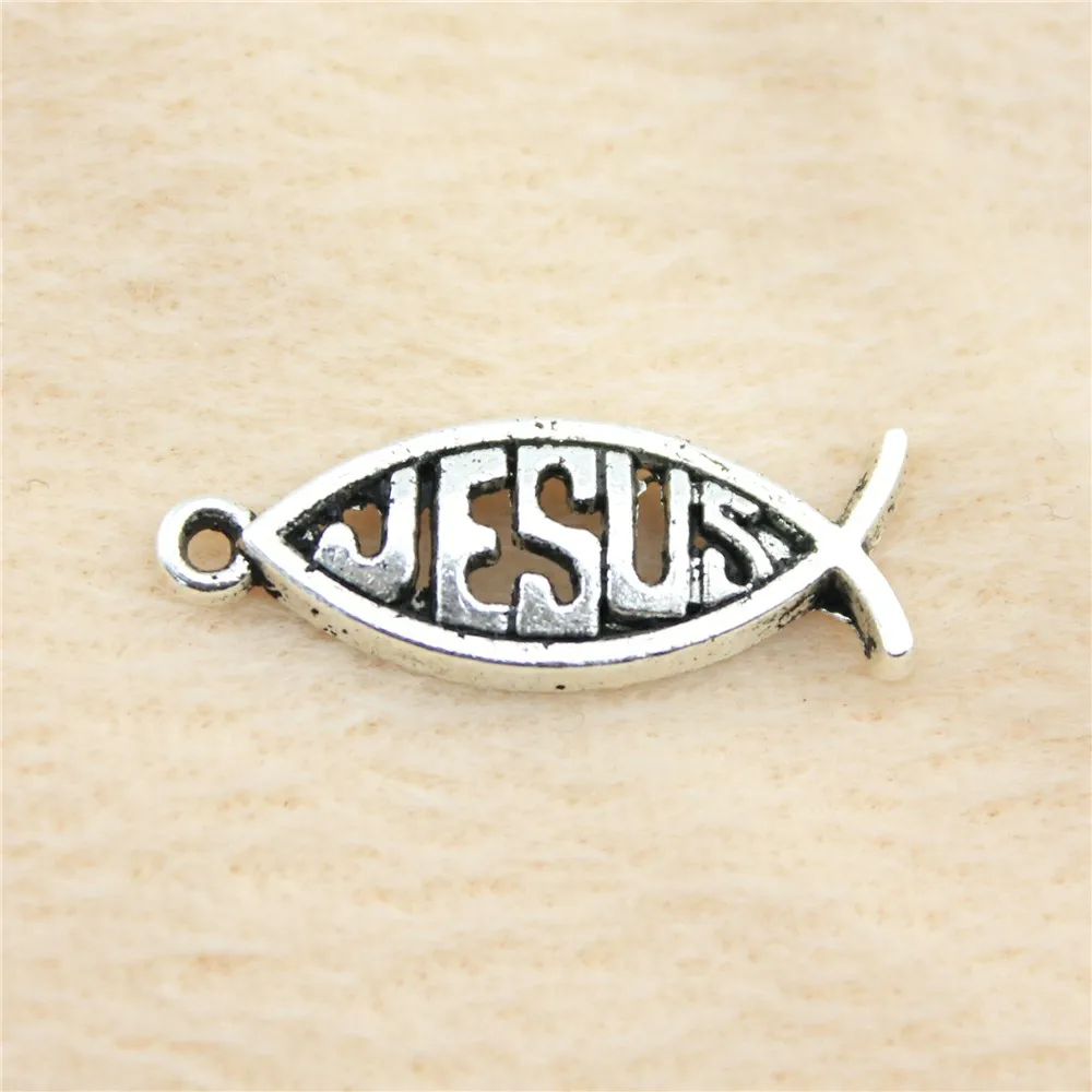 62pcs/lot 27*10mm ancient silver Jesus Fish charm Pendants DIY jewelry for bracelet necklace earring