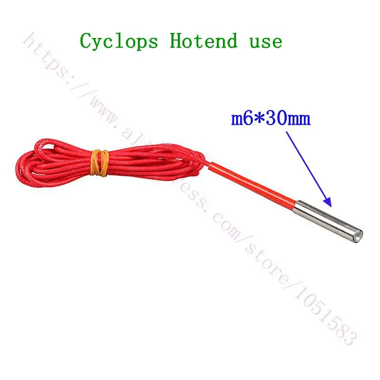 3pcs High Quality 12V / 24V 40W Cyclops Hotend Extruder 2 In 1 Out Heater Ceramic Cartridge Heater Dia 6x30mm 1 Meters Cable