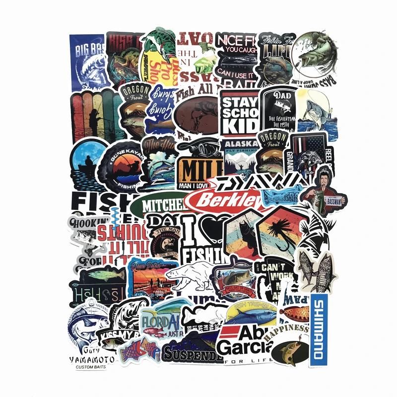 Autocollants de dessin animé Go Fishing, décalcomanies pour valise, skateboard, ordinateur portable, bagages, réfrigérateur, téléphone, voiture,