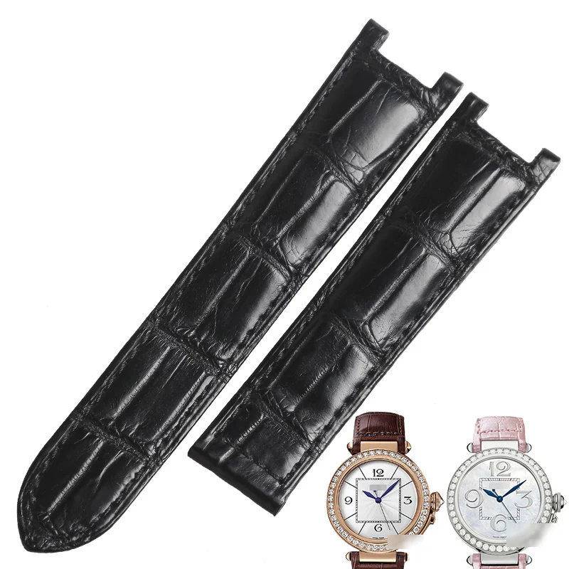 

WENTULA watchbands for PASHA DE CARTIER W3109151 W3018651 alligator skin /crocodile grain Genuine Leather watch band