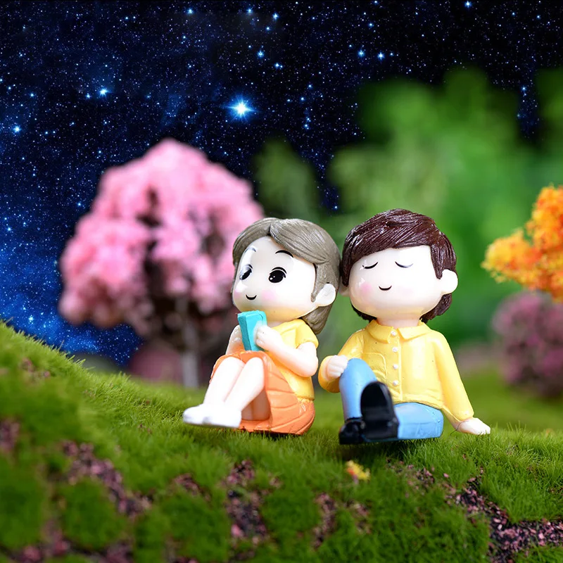 

2pc Romantic Lover Figurines Boy Girl Wedding Doll Miniatures Couple Fairy home Garden Decoration mariage toy DIY accessories