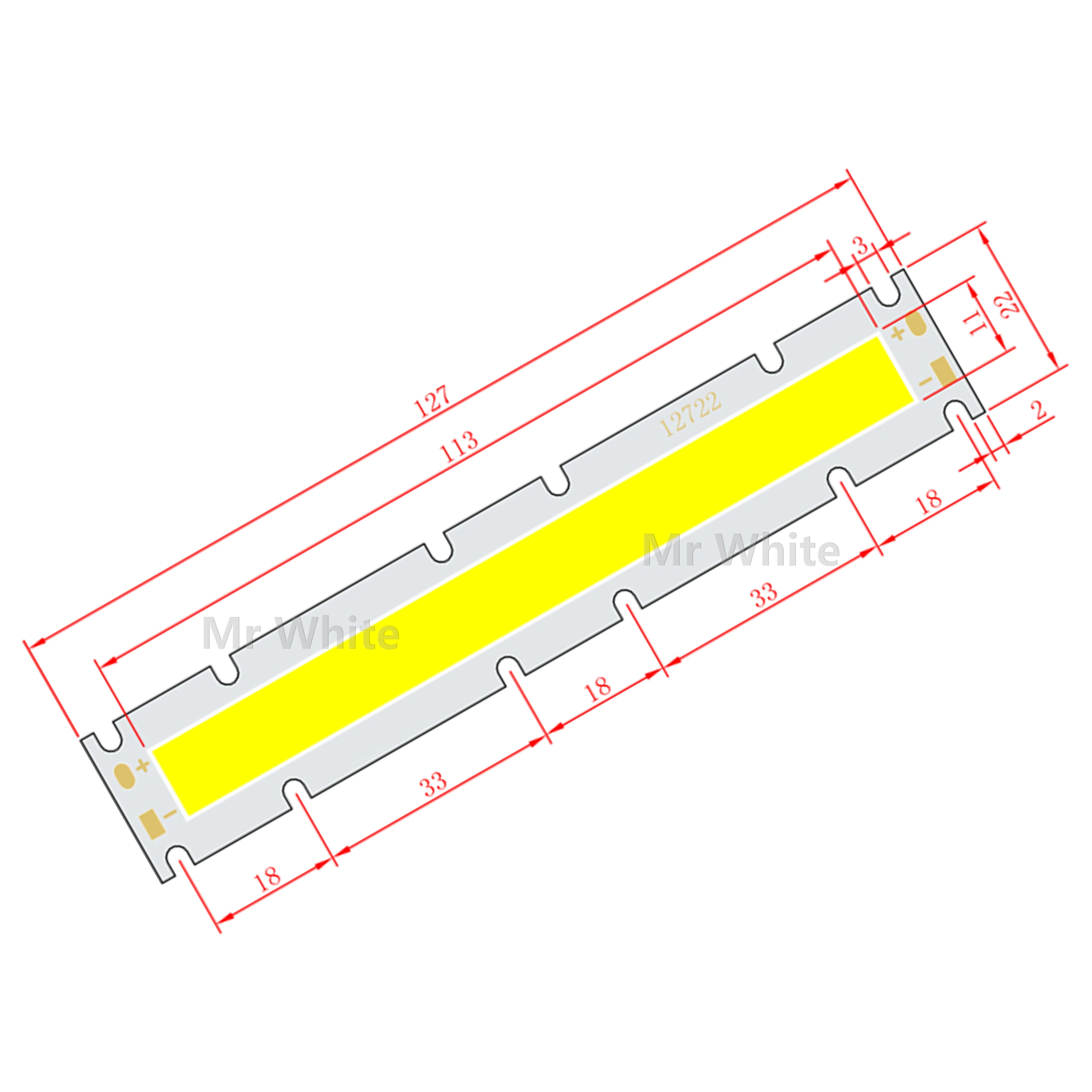 10pcs OEM ODM LED COB Strip 127mm 22mm High Power Light Source COB Module 20W 30W 40W lamp for Out Door Downlight