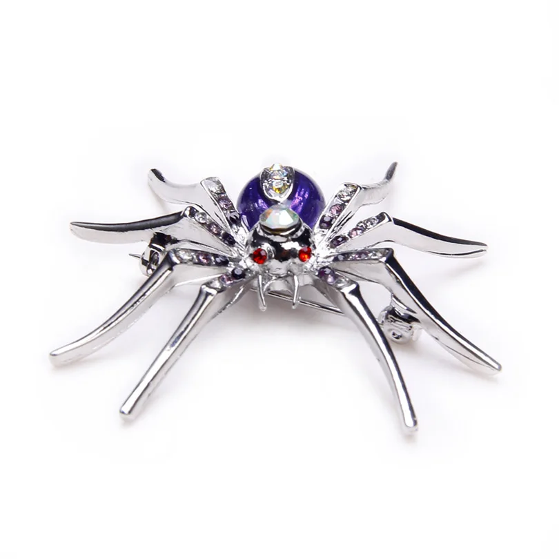 Spider Animal Pin Brooch with Purple Alloy Crystal Rhinestone Widow for Halloween ee