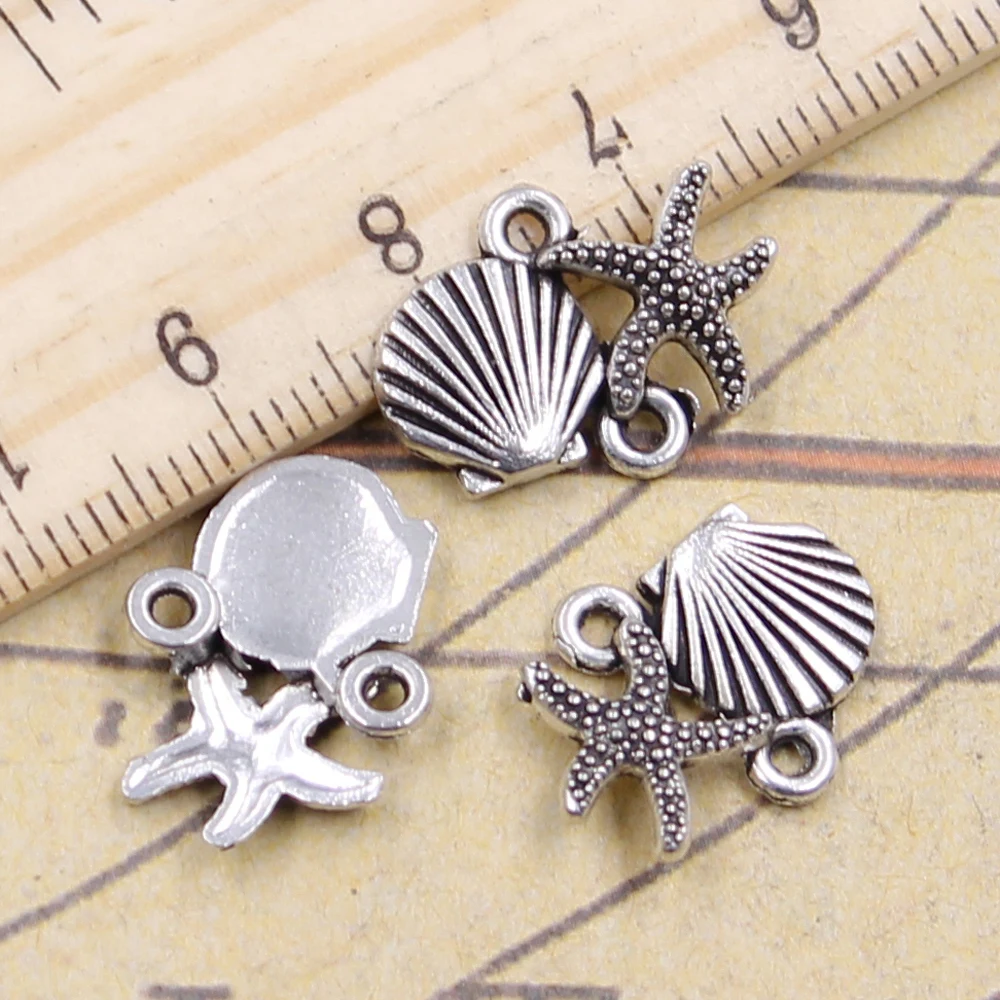 20 sztuk Charms muszla rozgwiazda złącze Link 14x18mm tybetański brąz srebrny kolor wisiorki antyczny tworzenia biżuterii DIY Handmade Craft