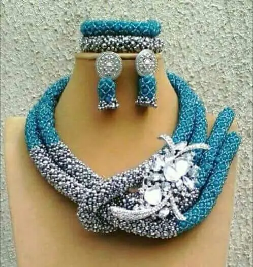 Blue/Silver Indian Fashion Costume Jewelry African Inspired Wedding Jewelry Set for Brides 2017 Free Shipping ABH238