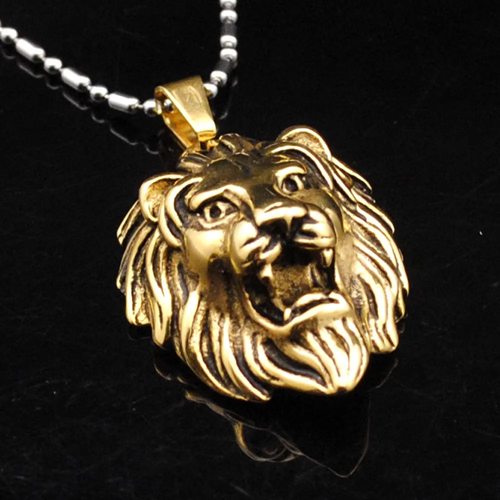 Dolaime 2024 new men's hip-hop cool lion necklace pendant stainless steel necklaces her boyfriend a gift GP1630