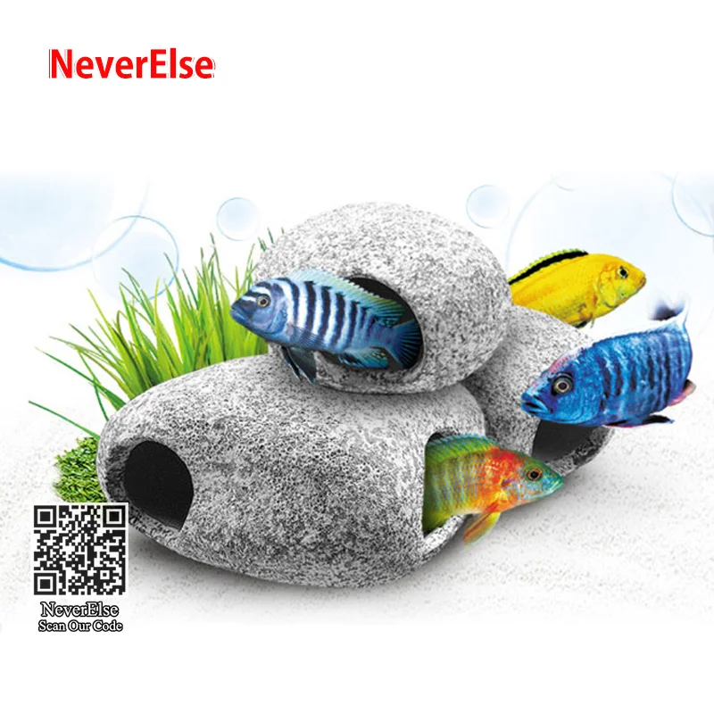 Aquarium Cichlid Tank Stone Cave Realistic Artificial Granite Rock Small Fish Shrimp Hideaway Decoration Ornament Accessories