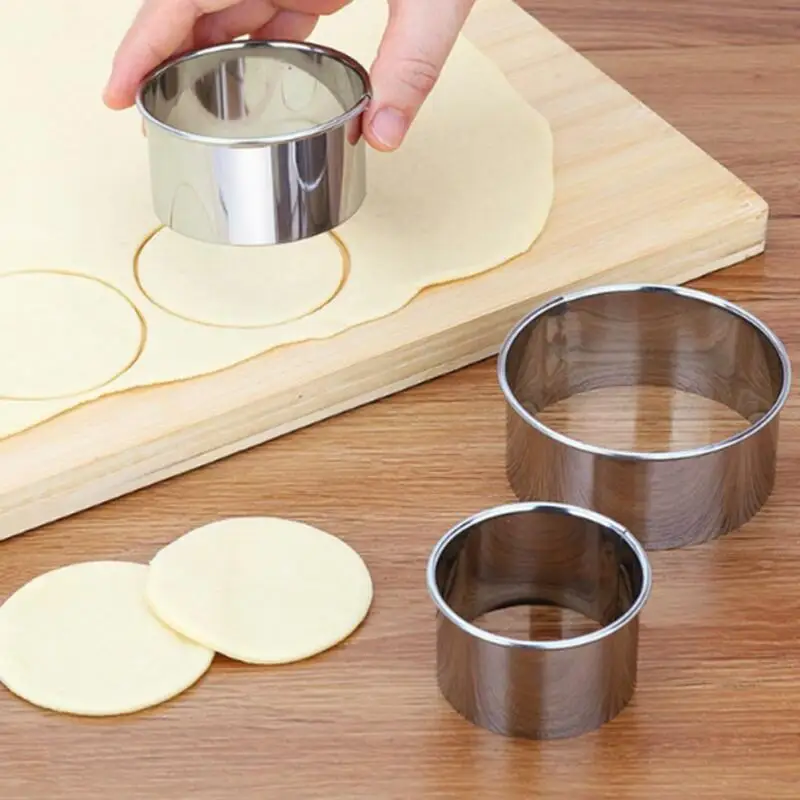 3 Stück runde Ausstechformen aus Edelstahl, zum Ausstechen von Teigblättern für Kuchen und Gebäck, DIY-Backwerkzeug, Küchenhelfer für süße Leckereien. – Detail 1