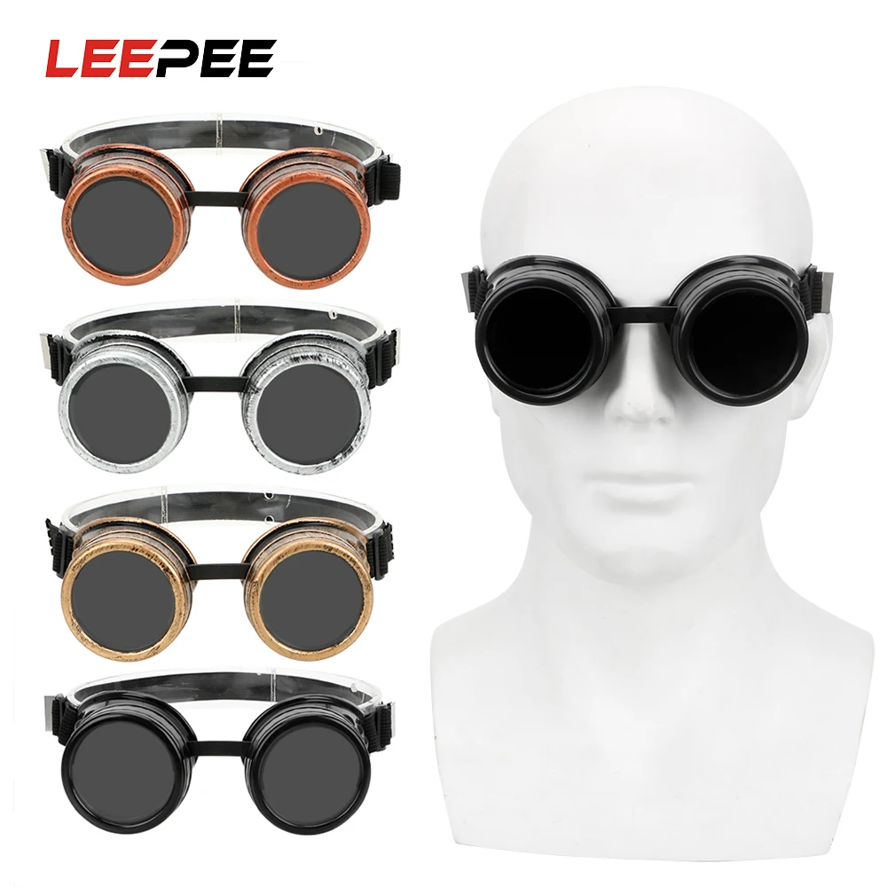

LEEPEE Motocycle Windproof Eyewears Vintage Welding Punk Gothic Sunglasses Retro Protective Gears Steampunk Glasses Adjustable