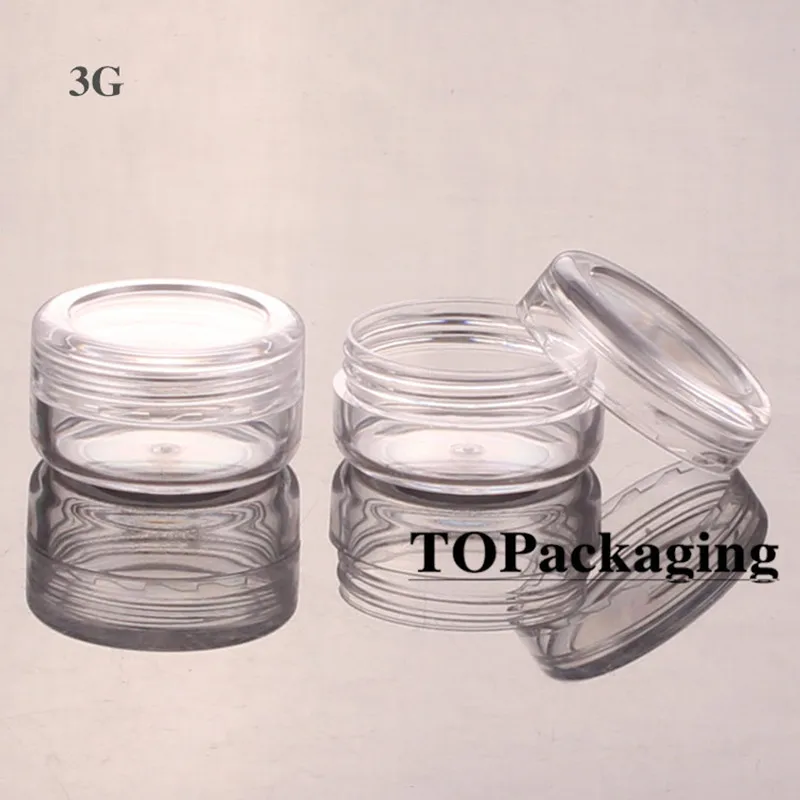 

100PCS/LOT-3G Cream Jar,Clear Plastic Cosmetic Eyeshadow Cream Canister,Small Sample Mask Makeup Sub-bottling,Empty Nail Art Box