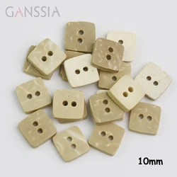 50pcs/lot Size10mm Natural Coconut Buttons Square Coconut 2-holes Wooden Buttons Clothing Accssories Sewing (ss-139)