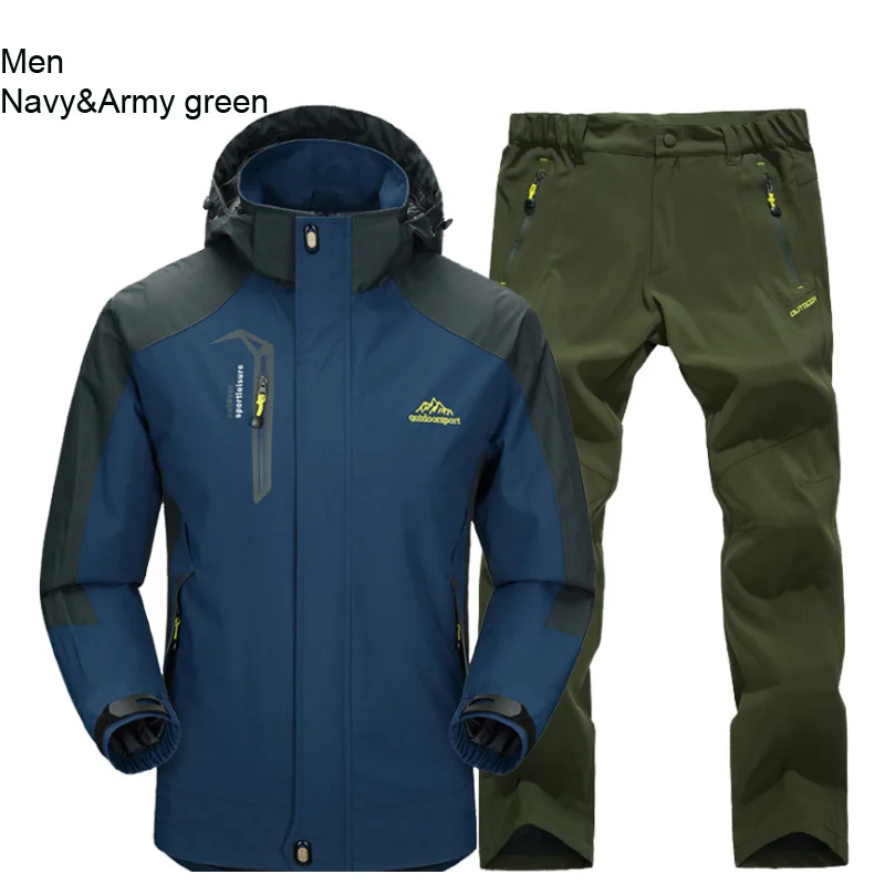 TRVLWEGO Jacke Hose Wandern Camping Frühling & Herbst Outdoor Single Wasserdicht 20000MM Herren Windschutz Trekking Mantel Hose – Detail 11