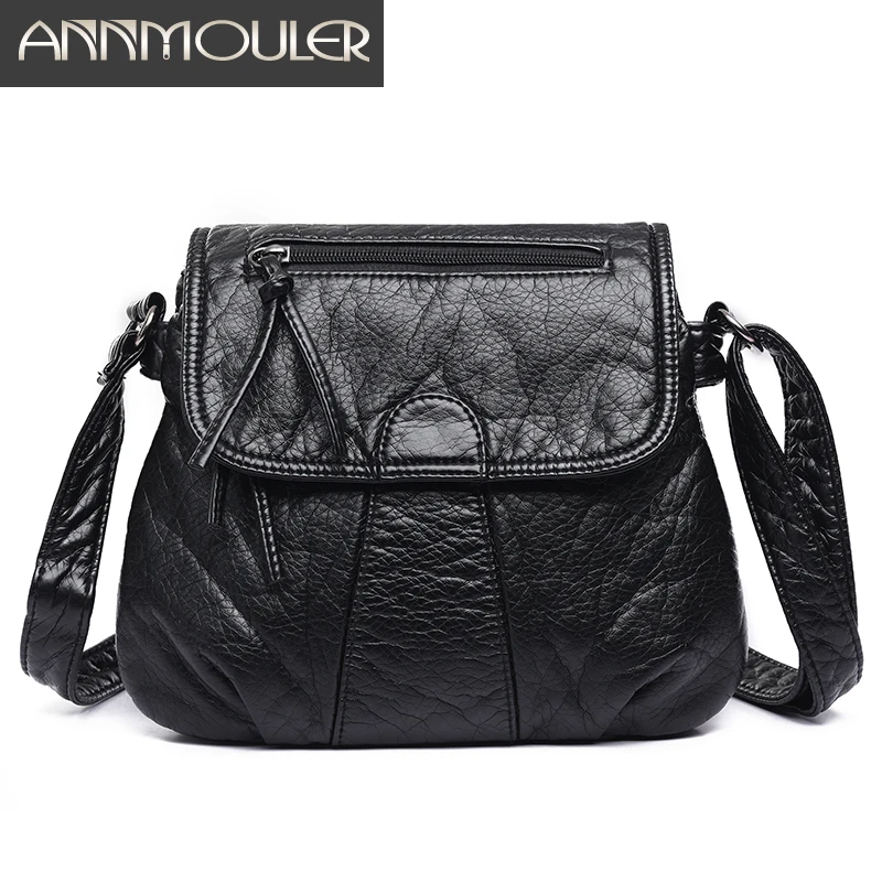 

Annmouler Fashion Women Crossbody Bag Pu Leather Soft Messenger Bag 4 Colors Shoulder Bag Small Mul-pockets Bag for Ladies