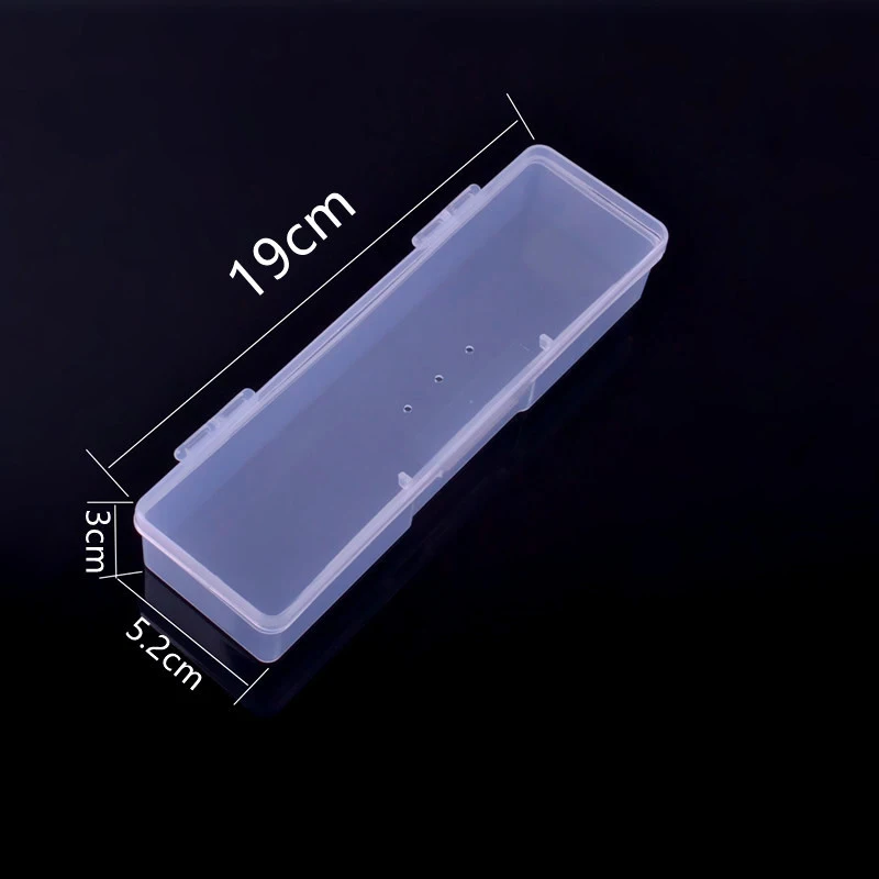 1pcs Transparent Rectangle Nails Storage Box Buffer File Nail Art Rhinestones Decorations Jewelry Nail Art Equipment Tools Case