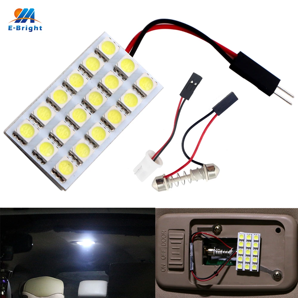 

100pcs Panel Light 18 SMD 5050 3-Chips LED Car Light Festoon Dome Bulb Lamp T10 + Festoon Adapters 12V Warm White Blue Auto LED