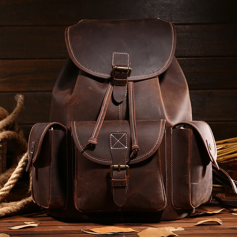 

Luggage 100% Real genuine leather backpacks bags for women big capacity Exquisite Crafts Crazy horse girl Vintage Top grade bag