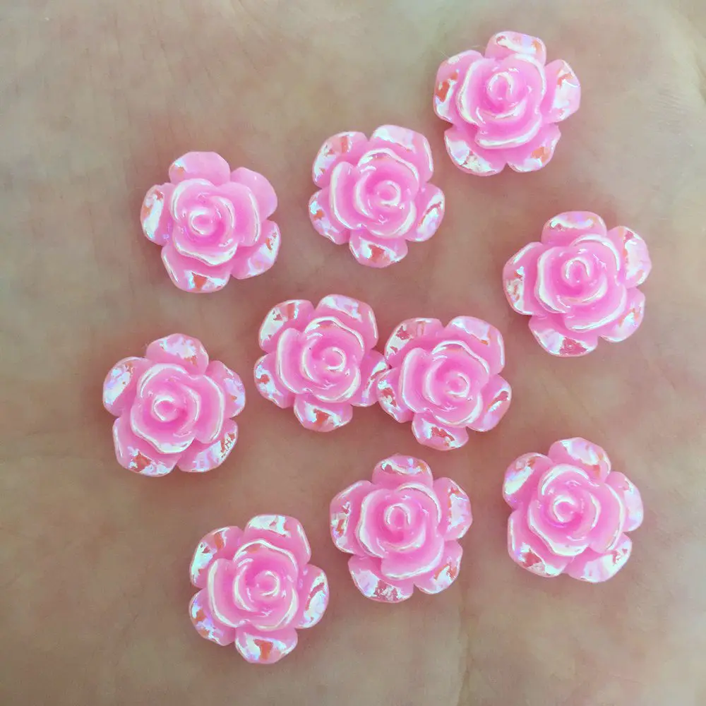 60pcs AB Resin 12mm Mini Cute Flower Flatback Rhinestone Scrapbook Ornaments DIY  Wedding Appliques Craft W82*2