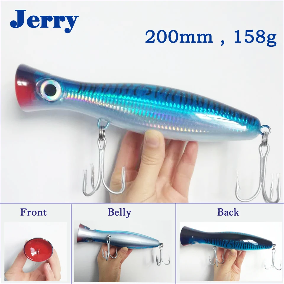 Jerry Deep Sea Popper Fishing Lure Topwater Surface Lures Tuna Dolphin Wahoo Marlin Artificial baits big game long casting Bait