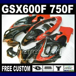 カスタマイズ可能なフェアリングキット,スズキカタナgsx600f 2003 2004 2005,赤と黒,gsx750f 03-06 hm46