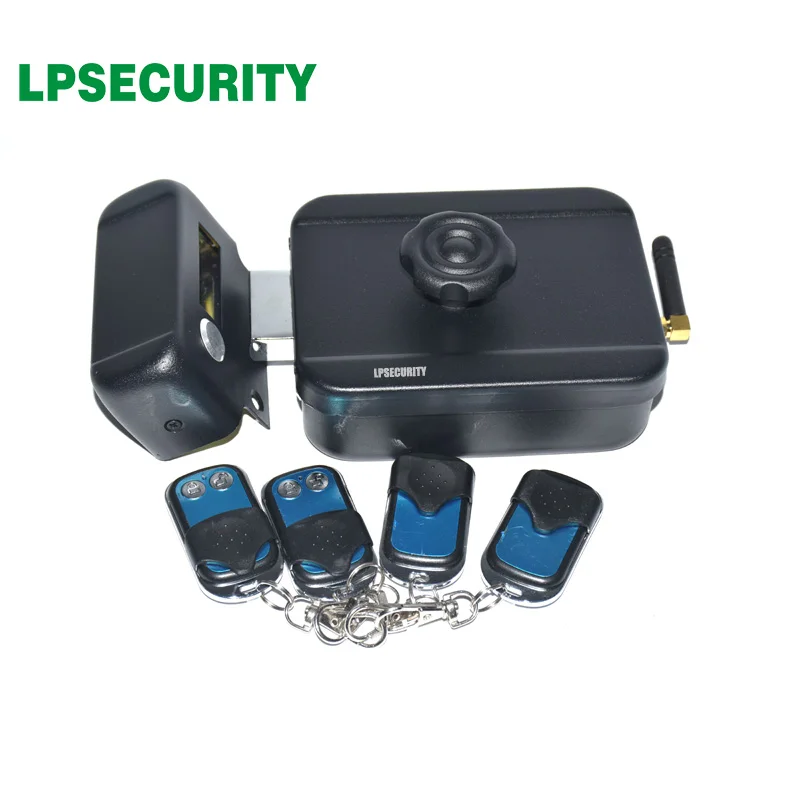 battery power 4 remote controls wireless outdoor gate door castle electric drop bolt lock (no battery included)