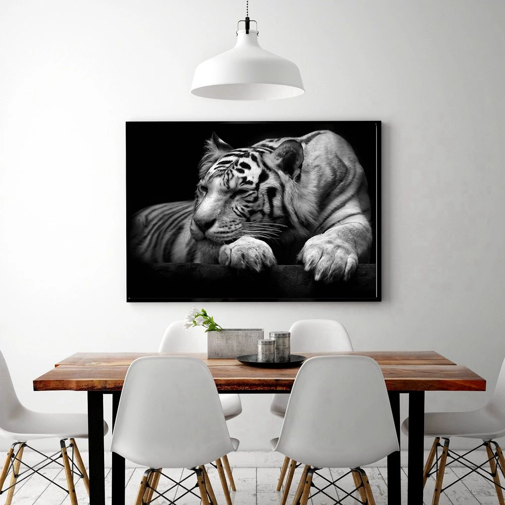 Custom Black and White Tiger Poster Wildlife Wall Art Canvas Painting for Living Room Wall Decor Animal Prints Drop shipping