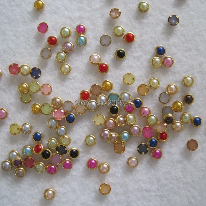 100pcs Cute OD-114 4mm Nail Art Gold Mix Colors Pearl Nail Art Decoration