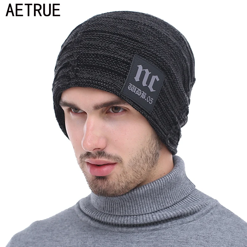 AETRUE Brand Knitted Hat Winter Beanies Men Caps Mask Gorras Bonnet Warm Baggy Winter Hats For Men Women Skullies Beanies Hats