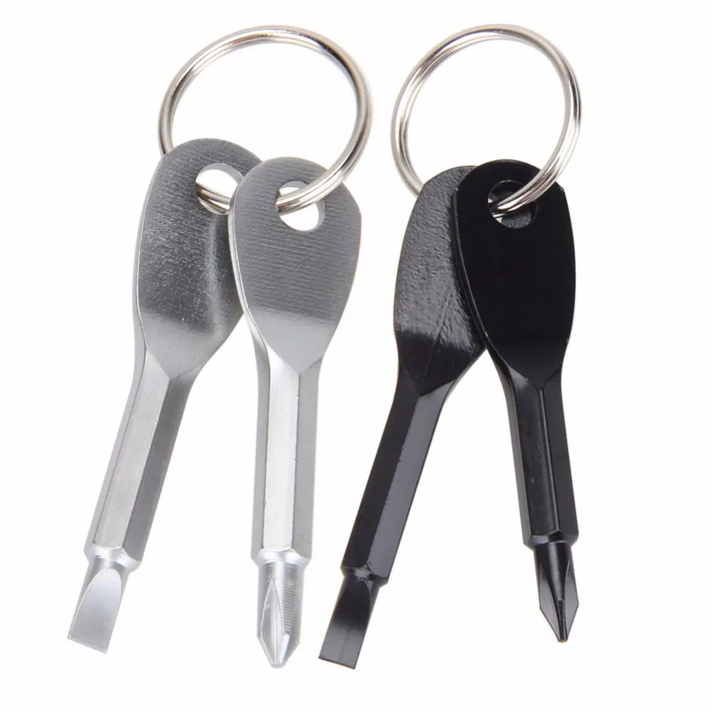 1PC Portable Mini Pocket One Word Cross Screwdriver Kit Set Keychain Key Chain Ring Pendant Outdoor EDC Multifunction Tool