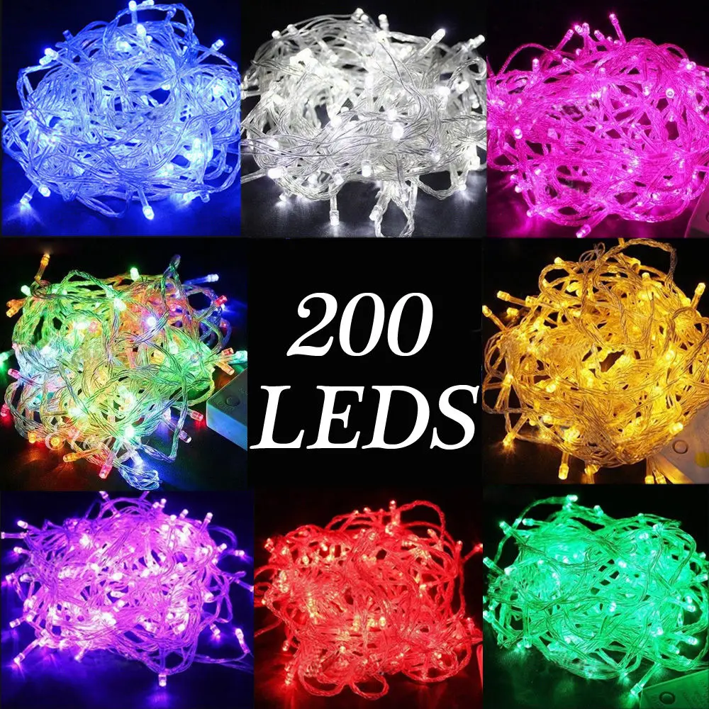 20 M Impermeable 110 V/220 V 200 LED de vacaciones luces de Navidad de Hadas Del Partido Del Festival de Colores de Navidad decoración LED Luces de Cadena