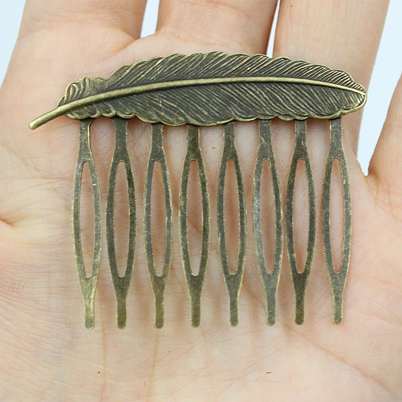 5pcs 1pc 53x40mm Retro Bronze Feather Hairs Comb Hairpin Hair Wear Bride Wedding Accessories Headpiece for Women and Girls