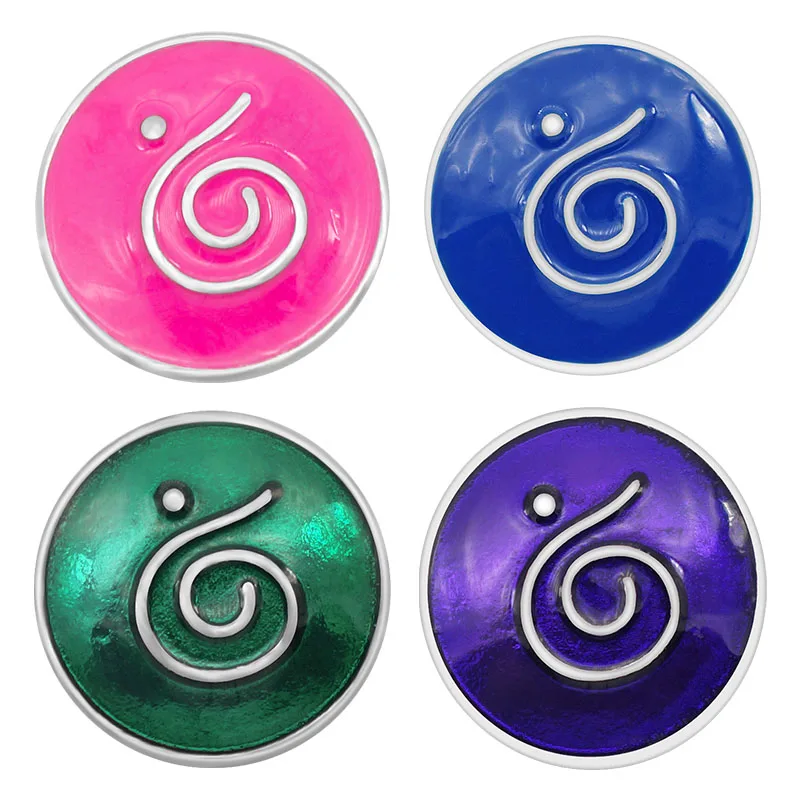 New KZ3081 Beauty Charm Colorful Rotate symbol 18MM Metal snap buttons 6colors for DIY snap jewelry wholesale