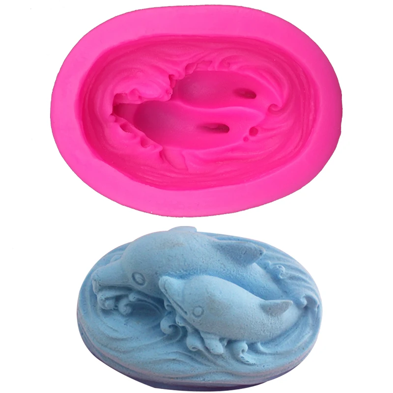 

Dolphin Shape fondant cake silicone soap moulds chocolate jelly pastry candy Clay cupcake decoration kitchen Baking tools F-0171