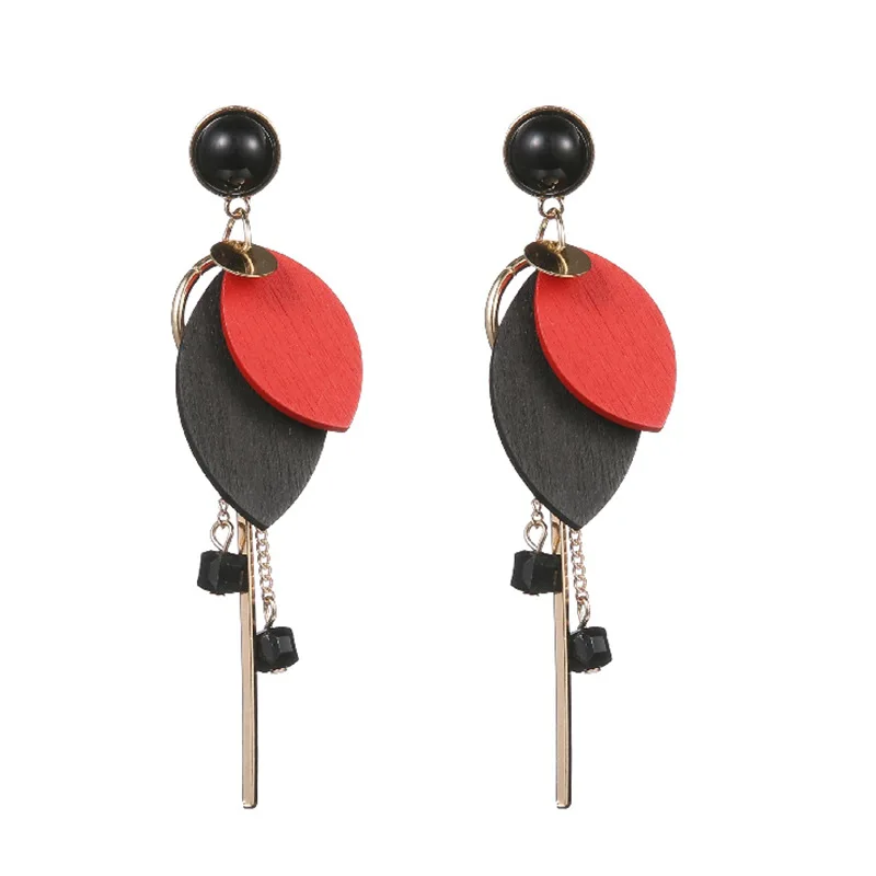 Korean Temperament Long Pendant Female Simple Wood Earrings Wild Tassel Jewelry Earrings Wholesale Earrings For Women Brinco