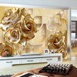 Europäischen Stil 3D Stereo Rose Jade Carving Foto Wandmalereien Tapete Wohnzimmer TV Sofa Hintergrund Wand Tuch Papel De Parede 3 D