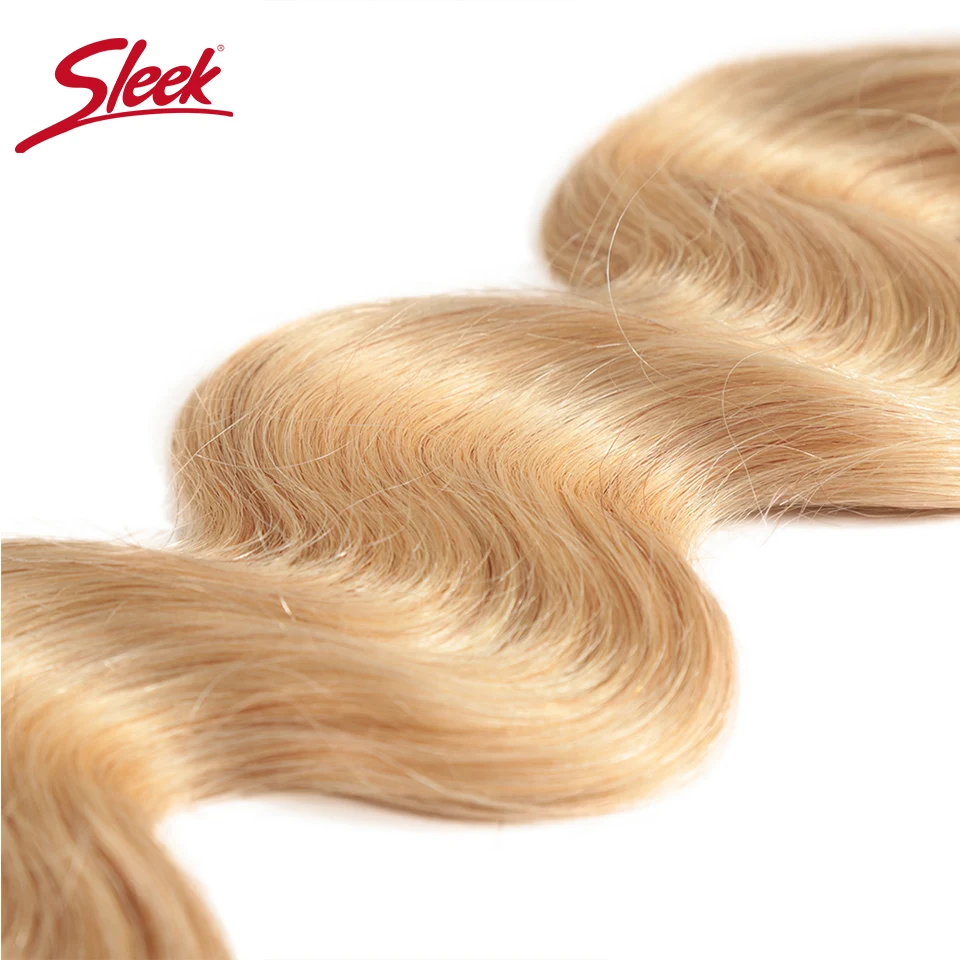 Sleek-Brazilian Body Wave Cabelo Humano Weave Bundles, Extensão do Cabelo Remy, Honey Blonde, 10 a 26 Polegadas, P27, 613 Cor