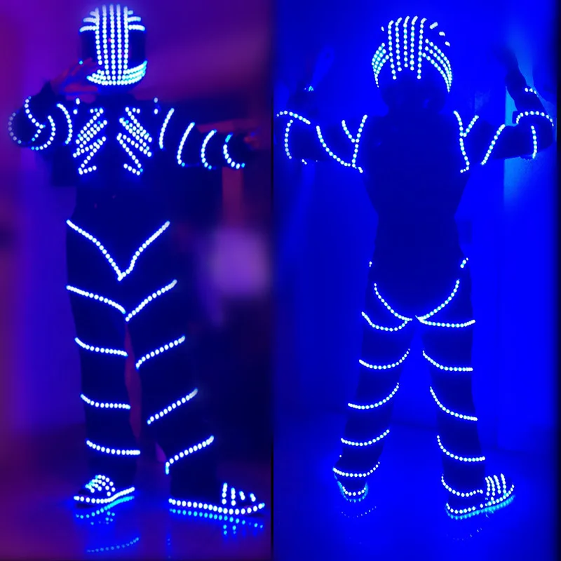 

New Design LED Dance Costume Clothing Light Suits LED Luminous David Quetta Kryoman Robot Suits Event Party Supplies