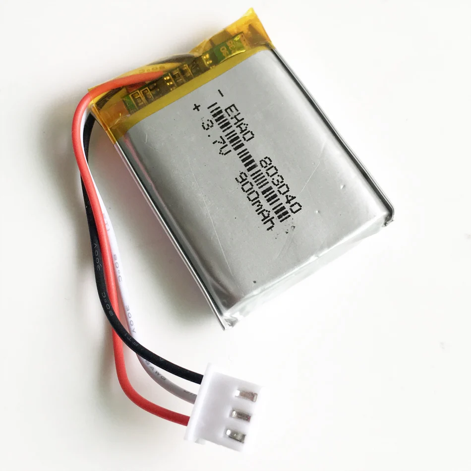 3.7V 900mAh litowo-polimerowa LiPo akumulator JST 1.0/1.25/1.5/ 2.0/2.5 3-pinowe złącze do kamery PAD GPS 803040 laptopa