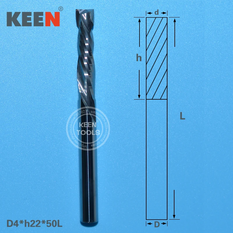 Keentools 4*22mm 2 Flutes Up and Down Cut End Mill Engraving Bits,Compression CNC Cutter Tools