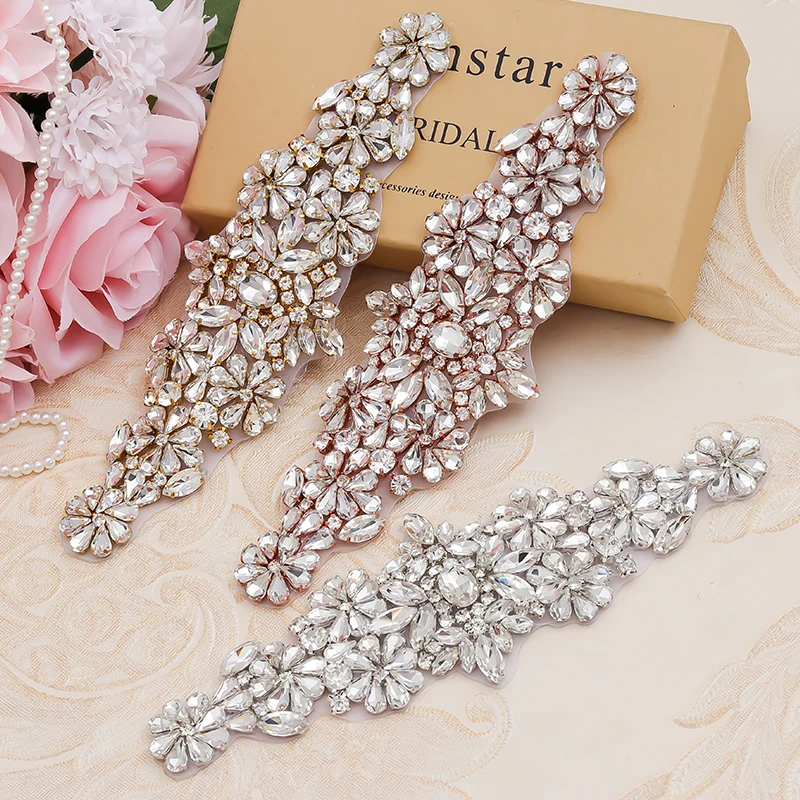 

YANSTAR (10pcs) Wholesale Bridal Sash Hand Crystal Rhinestones Appliques Accessory For Wedding Dress Belt Accessories YS838