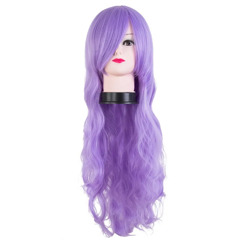 Lilac Wig Fei-Show Synthetic Fiber Long Curly Halloween Hair Carnival Costume Ball Cosplay Peruca Masker Masquerade Hairpiece