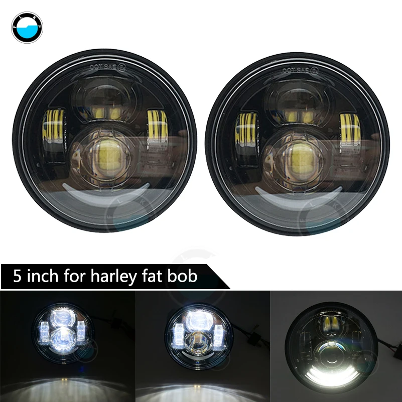 

pair Motor 5 inch Headlights Hi/Lo Beam Headlamp white DRL For fat bob 40W driving Lamp Car LED Motorcycle headlights.