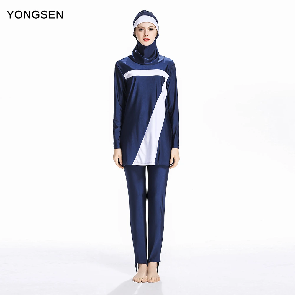 

YONGSEN New Muslim Swimsuit Sunscreen Islamic Ladies Hijab Burkinis Modest Swimwear Women with Hat Muslim Swimming Clothes